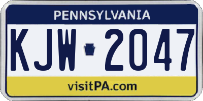 PA license plate KJW2047