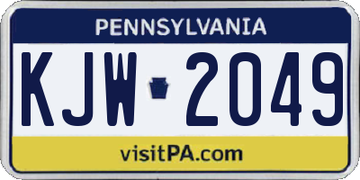 PA license plate KJW2049