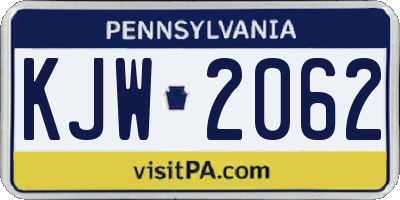 PA license plate KJW2062