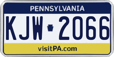 PA license plate KJW2066