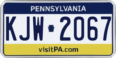 PA license plate KJW2067