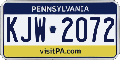 PA license plate KJW2072