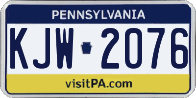 PA license plate KJW2076