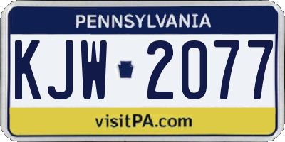 PA license plate KJW2077