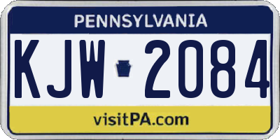 PA license plate KJW2084
