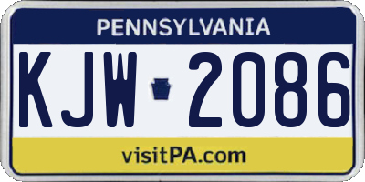PA license plate KJW2086