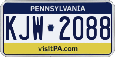 PA license plate KJW2088