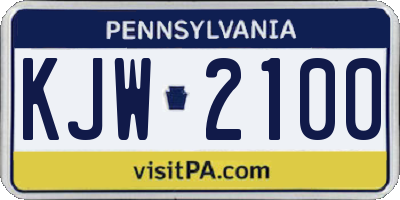 PA license plate KJW2100
