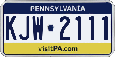 PA license plate KJW2111