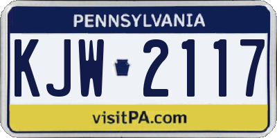 PA license plate KJW2117