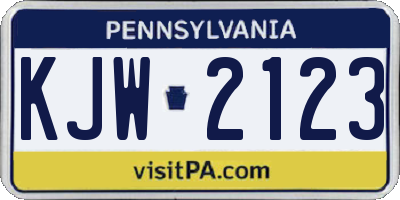 PA license plate KJW2123