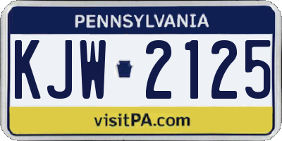 PA license plate KJW2125