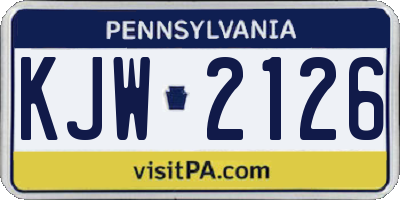 PA license plate KJW2126