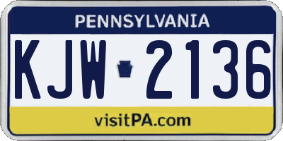 PA license plate KJW2136