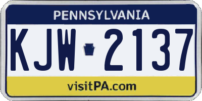 PA license plate KJW2137