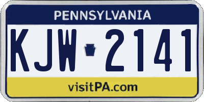 PA license plate KJW2141