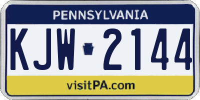 PA license plate KJW2144