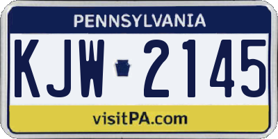 PA license plate KJW2145