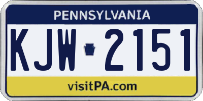 PA license plate KJW2151