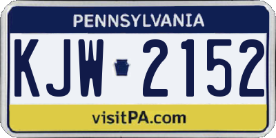 PA license plate KJW2152