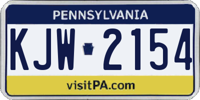 PA license plate KJW2154