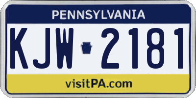 PA license plate KJW2181