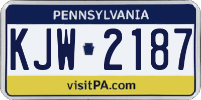 PA license plate KJW2187