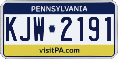 PA license plate KJW2191