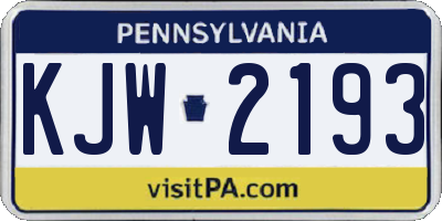 PA license plate KJW2193