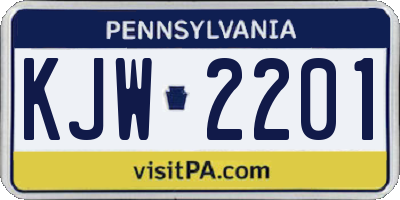 PA license plate KJW2201