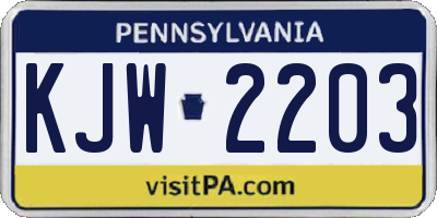 PA license plate KJW2203