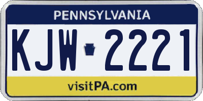 PA license plate KJW2221