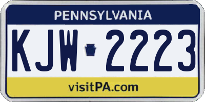 PA license plate KJW2223