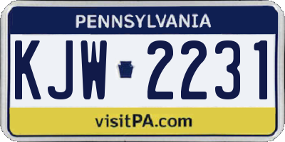 PA license plate KJW2231