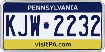 PA license plate KJW2232