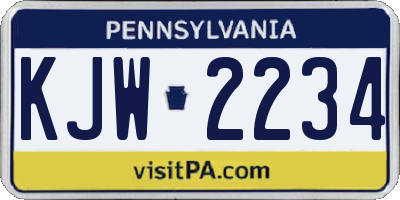 PA license plate KJW2234