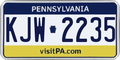 PA license plate KJW2235