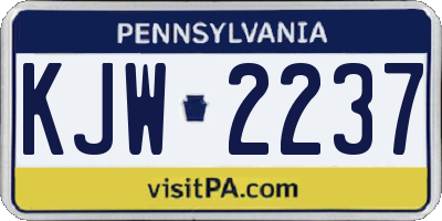 PA license plate KJW2237