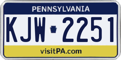 PA license plate KJW2251