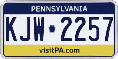 PA license plate KJW2257