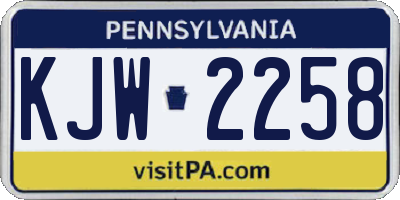 PA license plate KJW2258