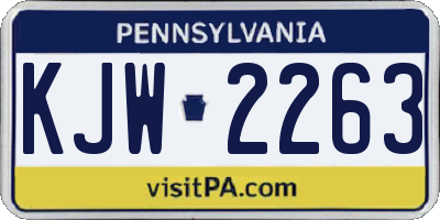 PA license plate KJW2263