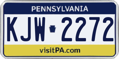 PA license plate KJW2272