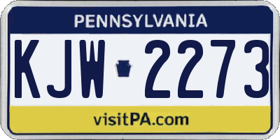 PA license plate KJW2273
