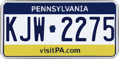 PA license plate KJW2275