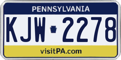 PA license plate KJW2278