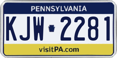 PA license plate KJW2281