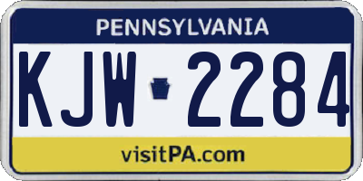 PA license plate KJW2284