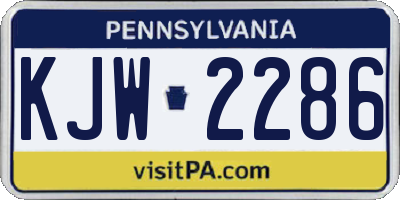 PA license plate KJW2286