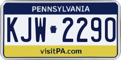 PA license plate KJW2290